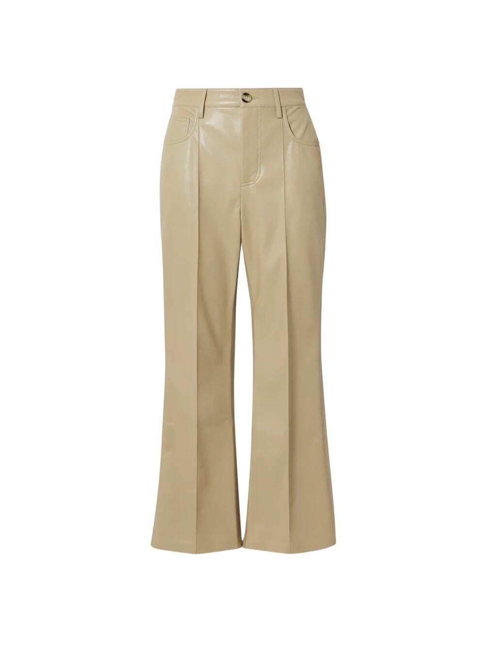 Nanushka Cropped Vegan Leather Beige Zoey Flared Pants Size X Small